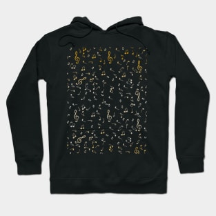 Metallic Gold Gradient Music Notes Hoodie